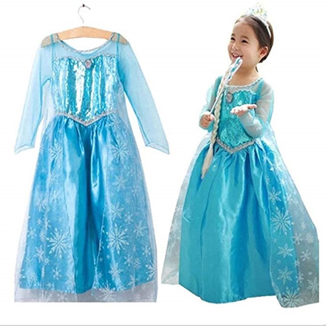 Disfraz Infantil Reina del Hielo Princesa Elsa Anna Vestido Disfraz 2-8 Años