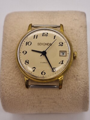 Vintage Soviet watch Seconda Poljot ussr rare gold plated au5 2614.2H