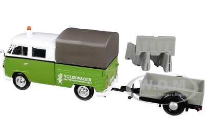 VOLKSWAGEN T1 PICKUP GREEN & WHITE & TRAILER 