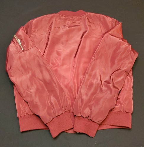 Ambiance Burgundy Zip-Up Bomber Flight Jacket - Womens Junior Size L - Picture 5 of 20