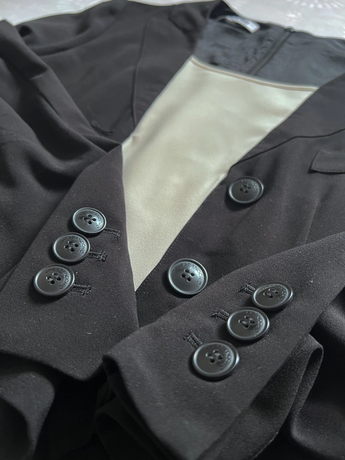 Moschino Blazer Donna Economico e Chic Illusione Abito Nero Beige Tunica Leggera 8