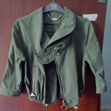 Mulberry Khaki Green Hooded Drawstring Waist Jacket, Gold Hardware. Size 8.