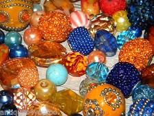 NEW 25/pc Jesse James mixed beads lot loose Beads Oranges  Blues RANDOM PICK