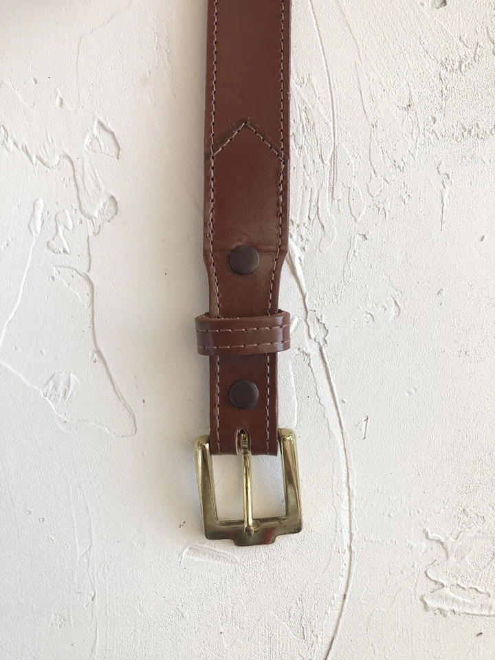 Cinturón Justin Top Cuero Vaca, Ajustado 34” Hecho en EE. UU. Hebilla Marrón Dorado *leer* Foto 3 de 4