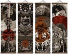 Japanese Samurai Poster Tapestry Ukiyoe Tattoo Canvas Scroll Painting 4 PCS