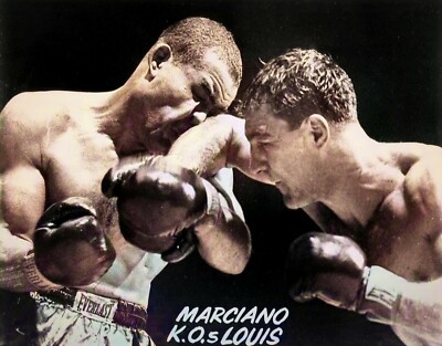 RARE COLOR STILL ROCKY MARCIANO KOs LOUIS
