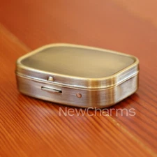 Brass Rectangle Pill Box - Perfect Purse Size Storage for Vitamins & Medicine