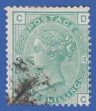 GB QV 1875 1sh GREEN PLATE 12 DC SG150 GU
