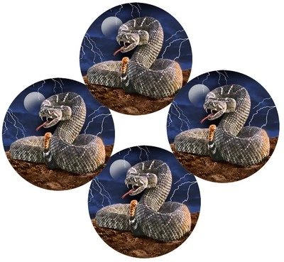 SIZZLEME GRAPHICS 4 Rattlesnake Decals Bumper Stickers 3" Gifts Men Ladies Goth Adhesive Backing