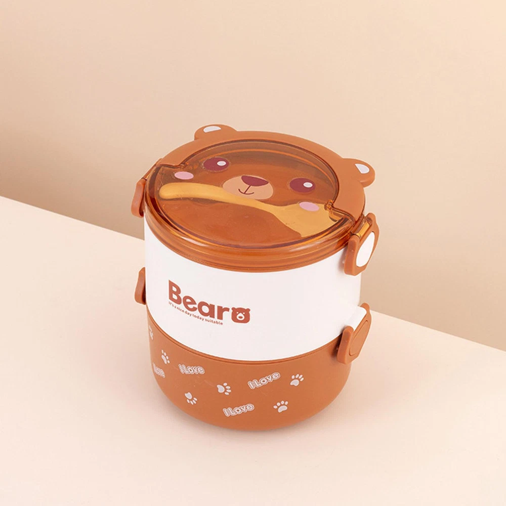 Lunch Box Container Cartoon Thermal Bento Box Stackable Leakproof Food Container