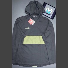 Puma FtblNXT Casual Hoodie Black Olive Green Men's Small 656452-05