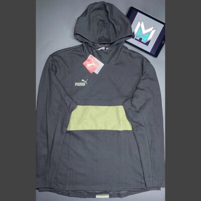 Puma FtblNXT Casual Hoodie Black Olive Green Men's Small 656452-05
