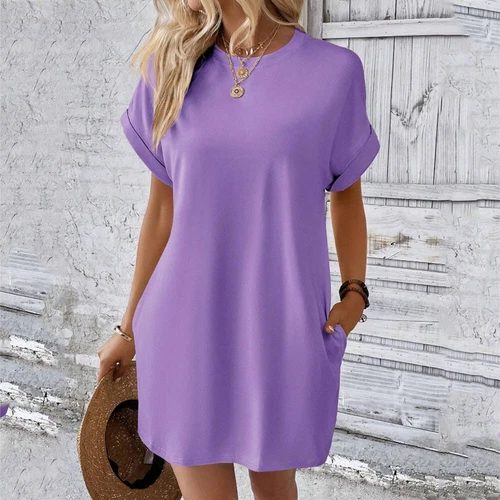 Womens Sundress Short Sleeves Casual Ladies T-shirts Dress Loose Summer Dresses - Bild 22 von 31