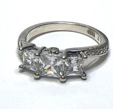 Sterling Silver 3 Princess Cut CZ's Ring Size 7