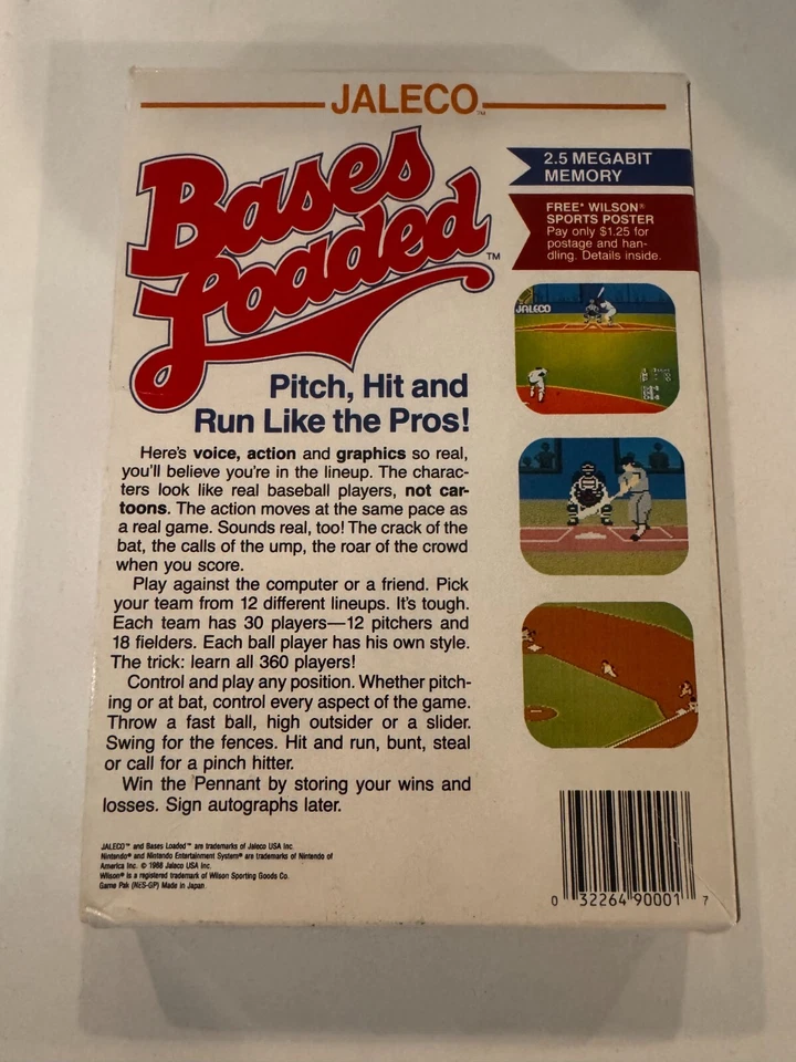 NES Bases Loaded Box and Manual - Only No Cartridge - Orange Jaleco Circle Seal - Image 2 of 4