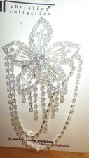 Crystal Hair Comb Wedding Jewelry Hair silvertone Rhinestone cascading floral NP