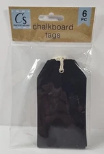 CHALKBOARD TAGS WITH CORD FOR CRAFTS 6 Pcs                                    H9