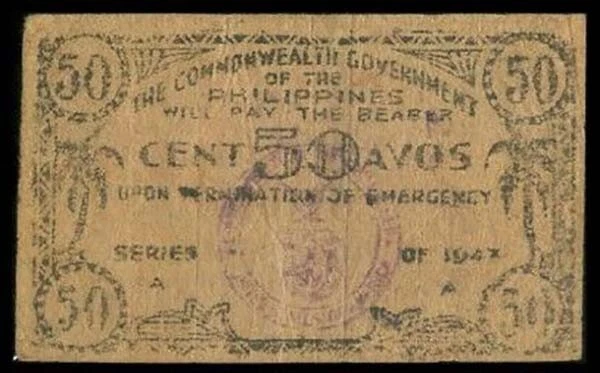 Philippine 50 Twenty Centavos, LEYTE Provincial Board WW2 Emergency Note 1943 - Image 2 of 4