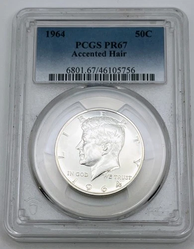 1964 Kennedy Half Dollar Accented Hair Variety PCGS PR67 PF67 Proof 50C Silver
