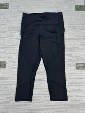 Athleta Mid Rise Mesh Contender Capri Leggings Womens Small Black Logo Stretch