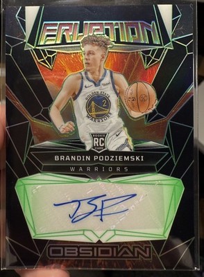 2023-24 Panini Obsidian Brandin Podziemski #RE-POD #/25 Electric Etch Green Auto