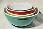 4 Vintage Pyrex Mixing Bowls Sizes 8 1/2", 7", 7", & 5 1/2" to USE, Not Show