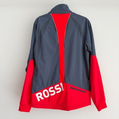 Rossignol Jacket Mens Large Gray Red Soft Shell Hike Ski Running Full Zip