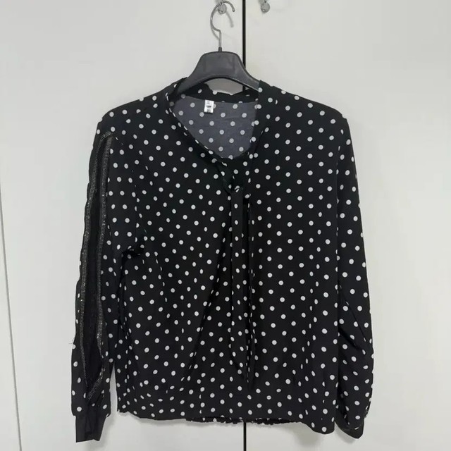 Dot Pattern Blouse with Lace & Zipper - Pre-Owned, Free Size