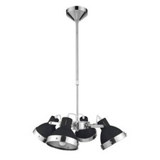 Image of Jasper Black Shade and Chrome 4 Light Pendant Light
