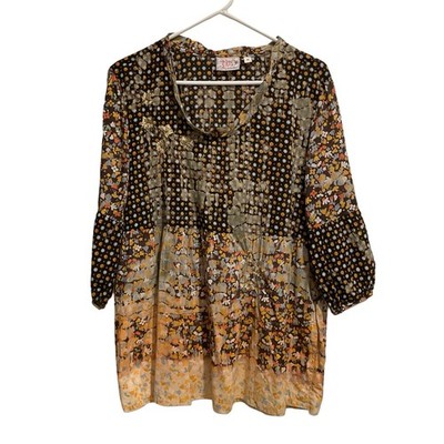 One Body of Love By Steve Barraza Floral Pullover Boho Blouse size M  Multicolor