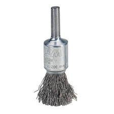 Crimped Wire Solid End Brushes, Stainless Steel, 25,000 rpm, 1/2" x 0.02" Weiler