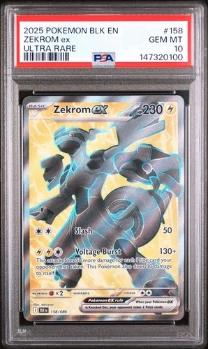 Zekrom ex 158/086 Sv: Black Bolt Ultra Rare EN 2025 PSA 10