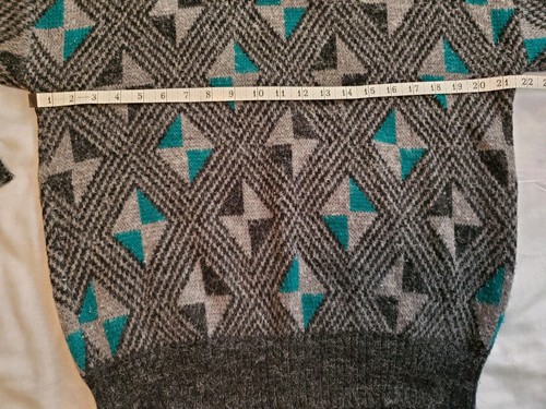 VTG 90s Expressions Geometric Diamond Abstract Retro Acrylic Knit Sweater Mens L - Picture 6 of 8