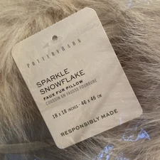 Pottery Barn Snowflake Faux Fur Shape Pillow Sparkle Ski Winter  NEW*