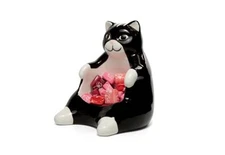 Ceramic Lazy Black Cat Home decor - Can be used as a candy dish, decorative 