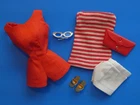 Vtg Barbie PAK "Summer Set" Red Playsuit T-Shirt Shorts Sunglasses Purse Wedges