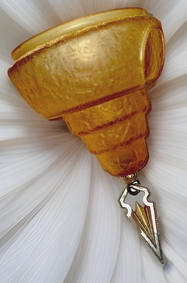 4 pantallas de lámpara de araña Art Deco vidrio ámbar texturizado con orificio lateral para bombilla Foto 3 de 4