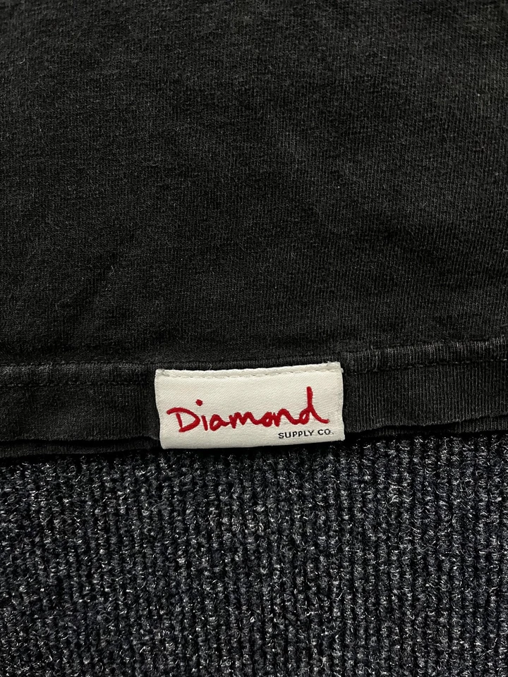 Camisa Diamond Supply Co Para Hombres XL Negra Gráfico Logo Escritura Floral Ropa de Calle Camiseta Foto 3 de 4