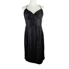 Eliza J Cocktail Dress Sz M Black Sleeveless Stappy Formal Knee Length Shimmery