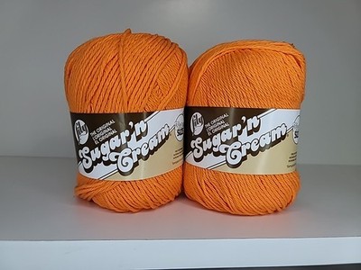 Sugar 'n Cream Lily Cotton Yarn Hot Orange Medium 4 Weight Lot of 2