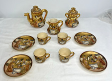 Antico set da tè giapponese Meiji Dragon Shimazu Satsuma Moriage
