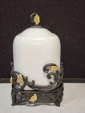 NEW GG Gracious Goods Gold Leaf Collection COOKIE JAR CANNISTER  W/Metal Base