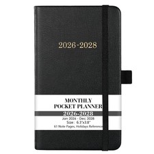 Pocket Planner/Calendar 2026-2028 - 3 Year Monthly Planner 6.3" 3.8", black