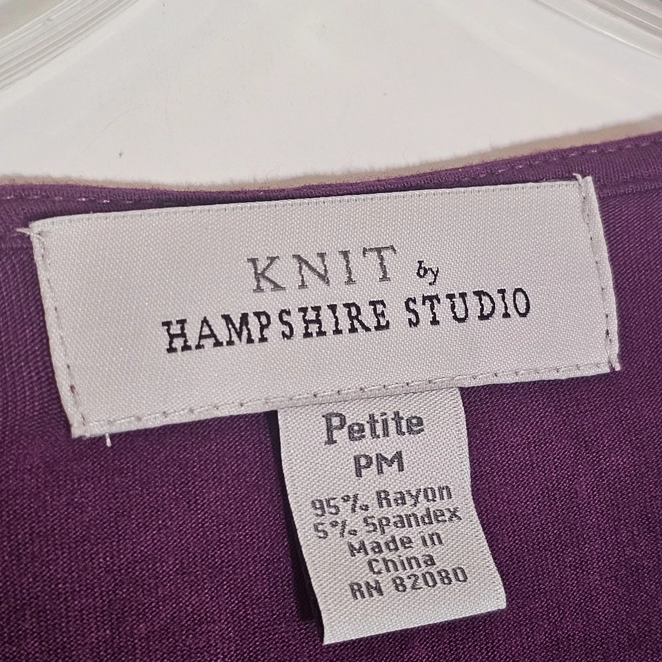 Camisa Knit by Hampshire Studio para mujer pequeña mediana púrpura capucha cuello manga 3/4 Foto 4 de 4