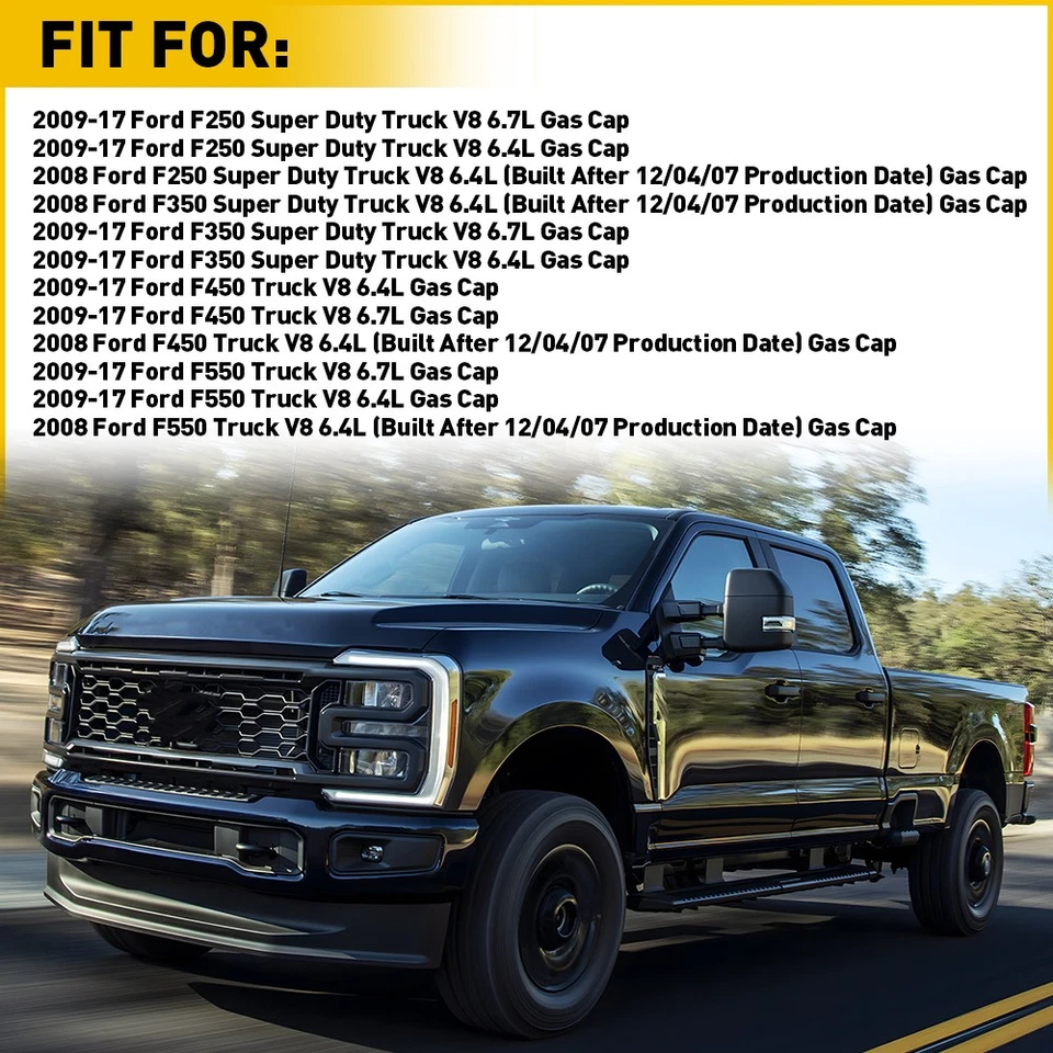 Tapa de combustible verde para Ford F250 F350 F450 F550 Super Duty diésel 2008-2017 Foto 2 de 4