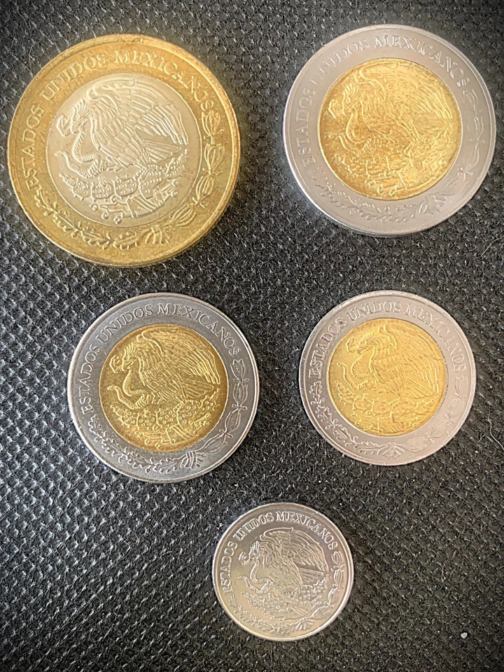BIMETALIC MEXICAN COINS $10 $5 $2 $1 $.50 PESOS 2024 CALENDARIO AZTECA - Image 2 of 3