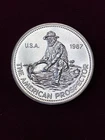 1987 Engelhard Prospector 1 oz .999 Fine Silver Round w/ Eagle Reverse