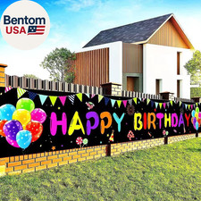 Happy Birthday Yard Banner 118X19.7 Inches, Birthday Yard Sign Backdrop, Birthda
