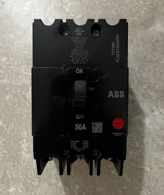 ABB TEY350 50A 3-Pole Circuit Breaker, 451-500V AC, Trip Indicator