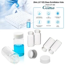 500PCS 20ml Disposable Scintillation Glass Vials Sealed W/lids